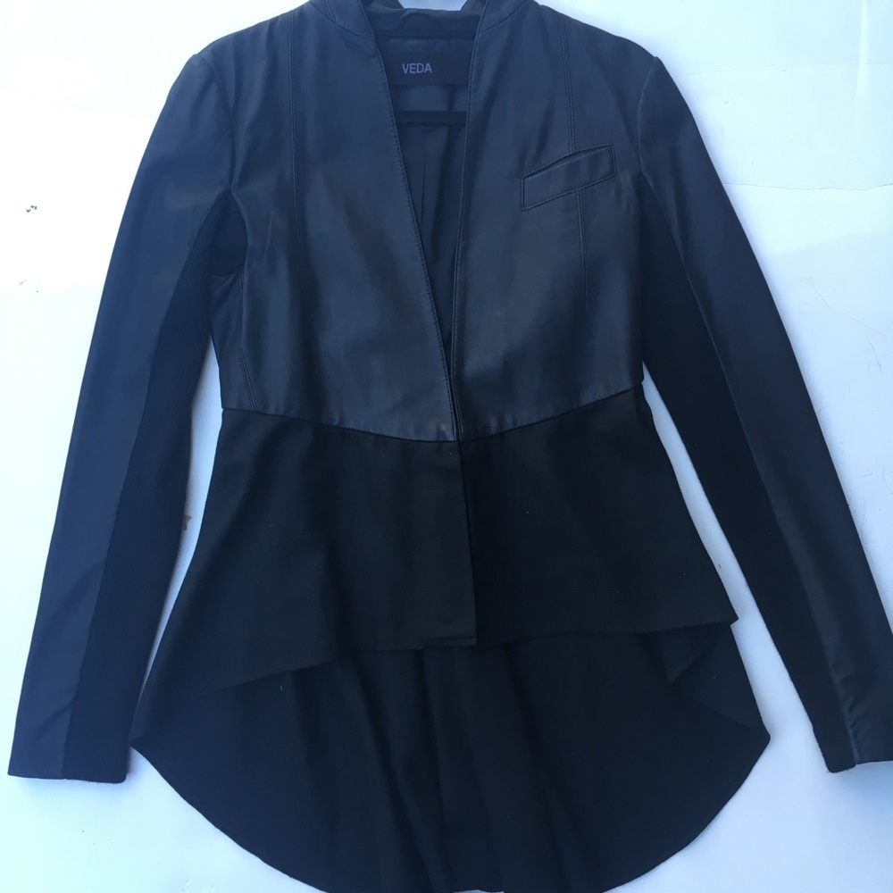 VEDA leather jacket with coat tail